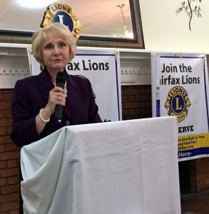Ms. Kay Corbett speaks to Fairfax Lions Club                                           