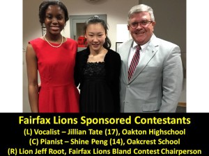 Fairfax Lions Sponsored Contestants
